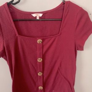 box neckline fitted button shirt